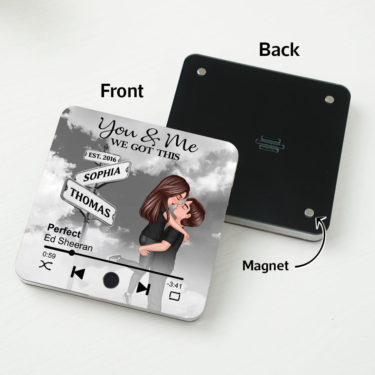 Always Beside You Couple Street Signs Personalized Music Fridge Magnet, Heartfelt Gift For Couple, For Him, For Her, Boyfriend, Girlfriend, Husband, Wife
