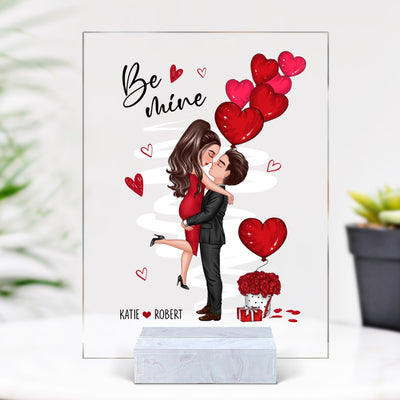 Be Mine Doll Couple Kissing Personalized Acrylic Plaque