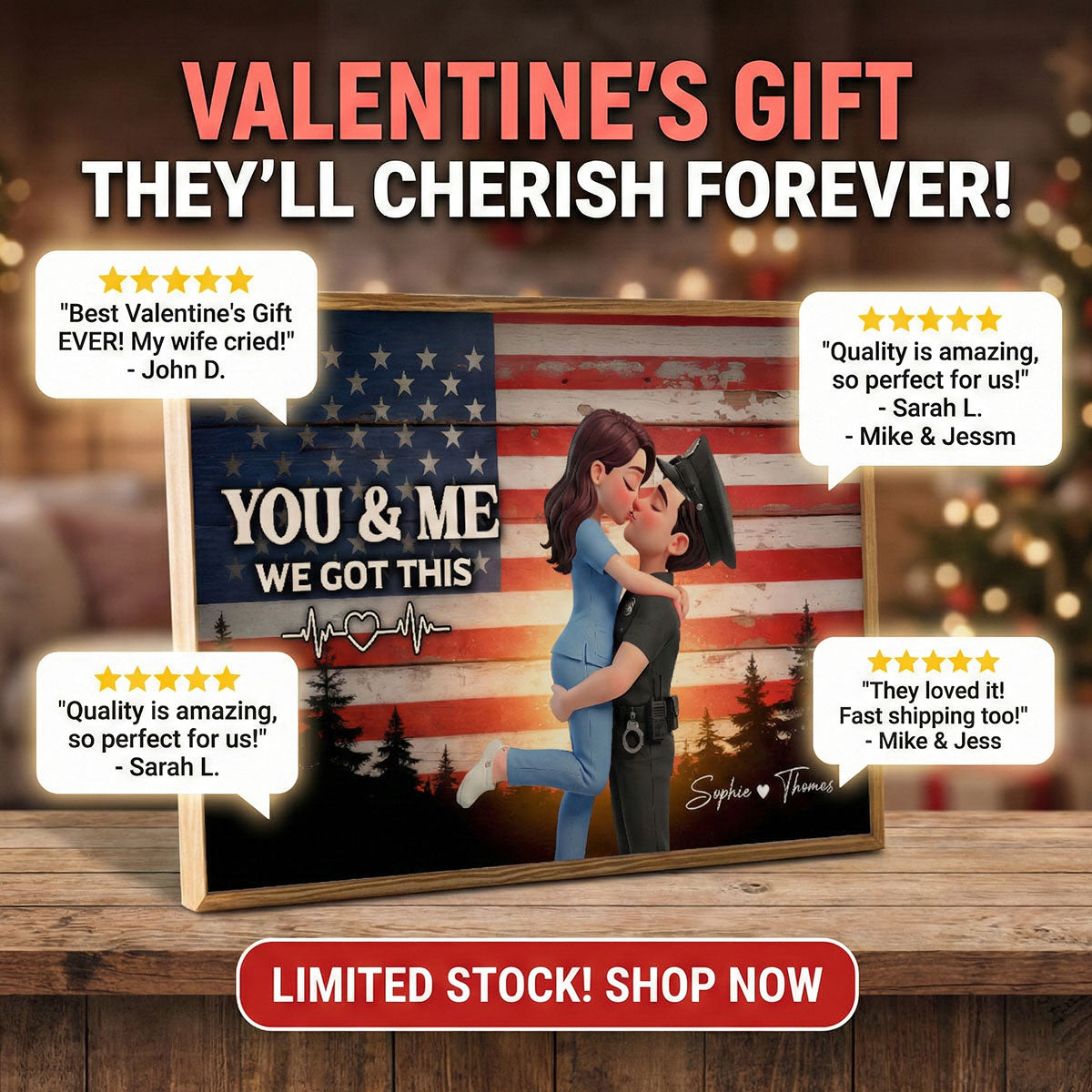 Proud Hero Couple Nation Flag - Personalized Poster - Valentine's Day Gift For Couple, For Him, For Her, Nurse, Police, Firefighter, Army