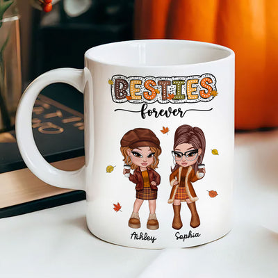 Y2K Fall Season Best Friends Sisters Colorful Pattern Personalized Mug, Gift For Besties