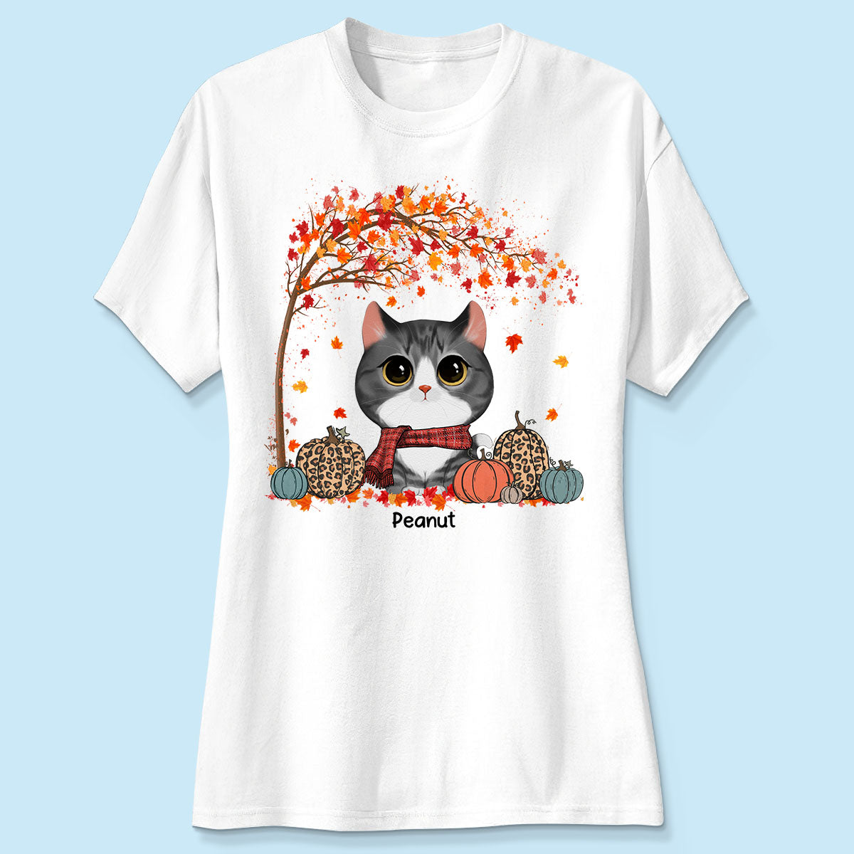 Fall Season Watercolor Cute Cats Under Tree Personalized Shirt