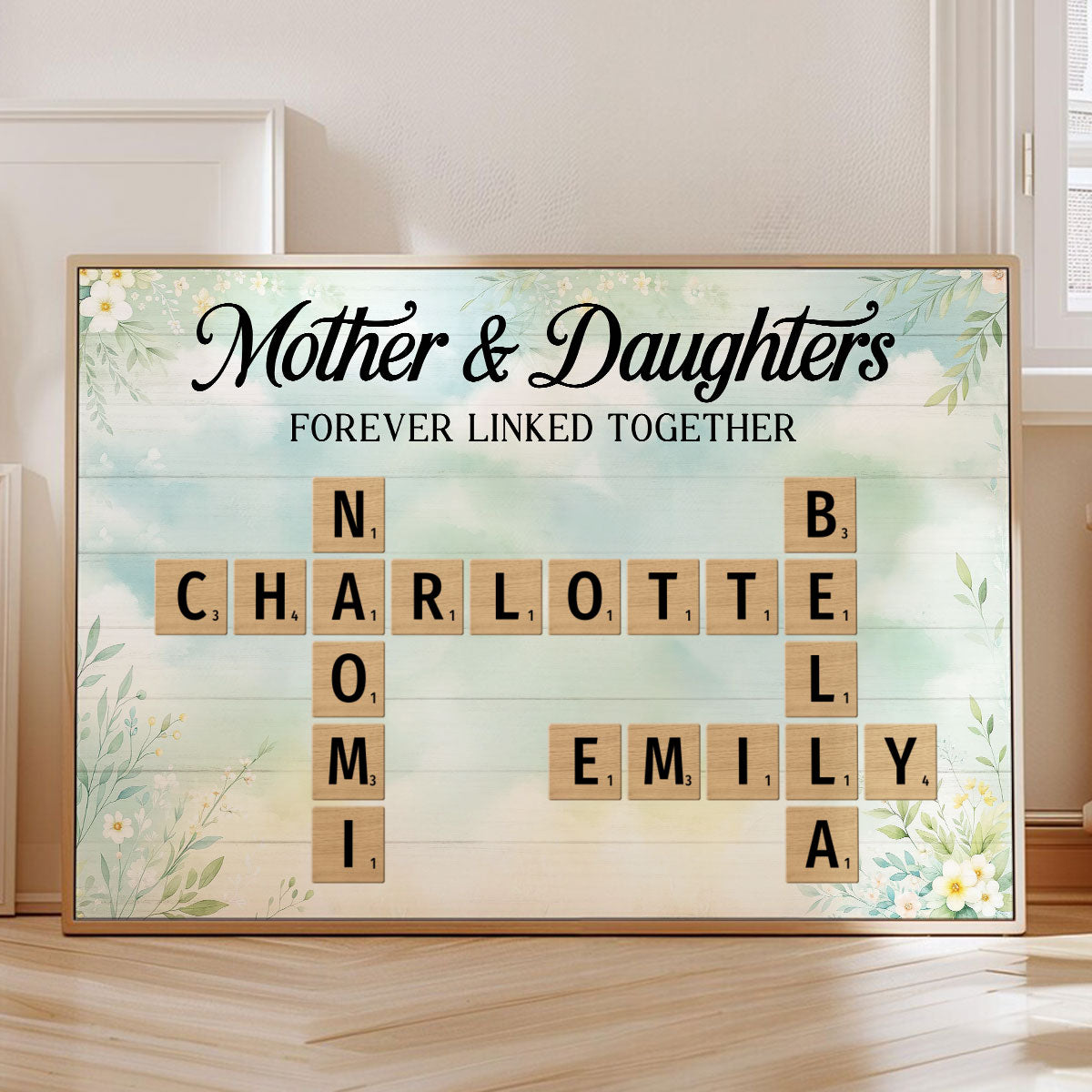 Mother & Daughters Sons Forever Linked Together Crossword Puzzle Art Personalized Poster