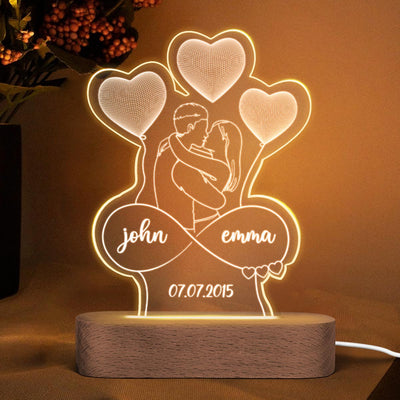 Couple Kissing Outline Personalized 3D Printed Lamp, LED Night Light, Acrylic LED Lamp, Valentine‘s Day Gift For Him, For Her