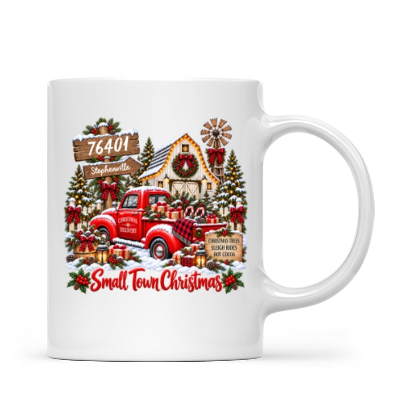 Custom Zip Code Small Town Christmas - Personalized Mug - Trendy Christmas Holiday Tee, Town Pride