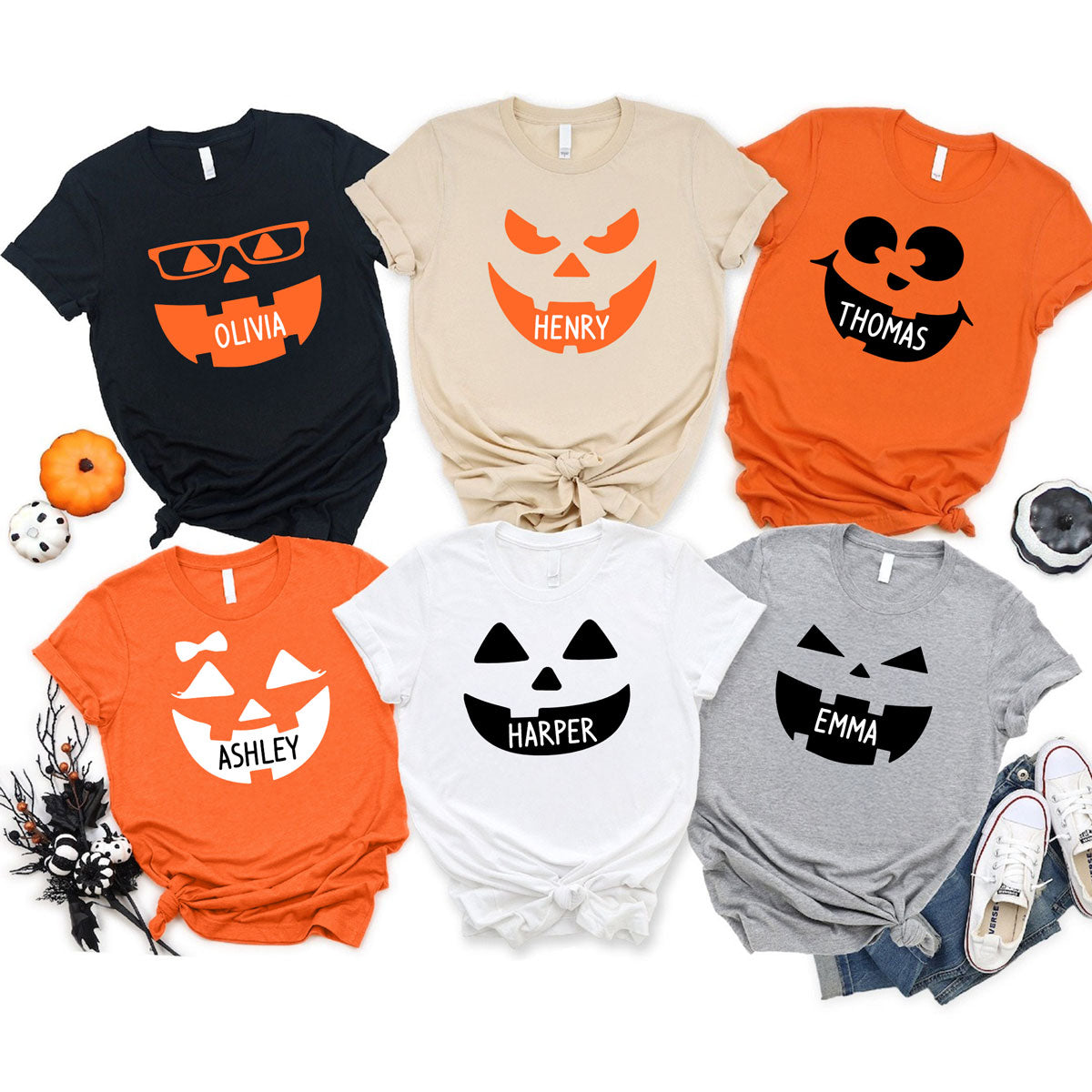 Pumpkin Face Halloween Party Group Costume Personalized Group Matching Shirt For Family, Colleagues, Friends