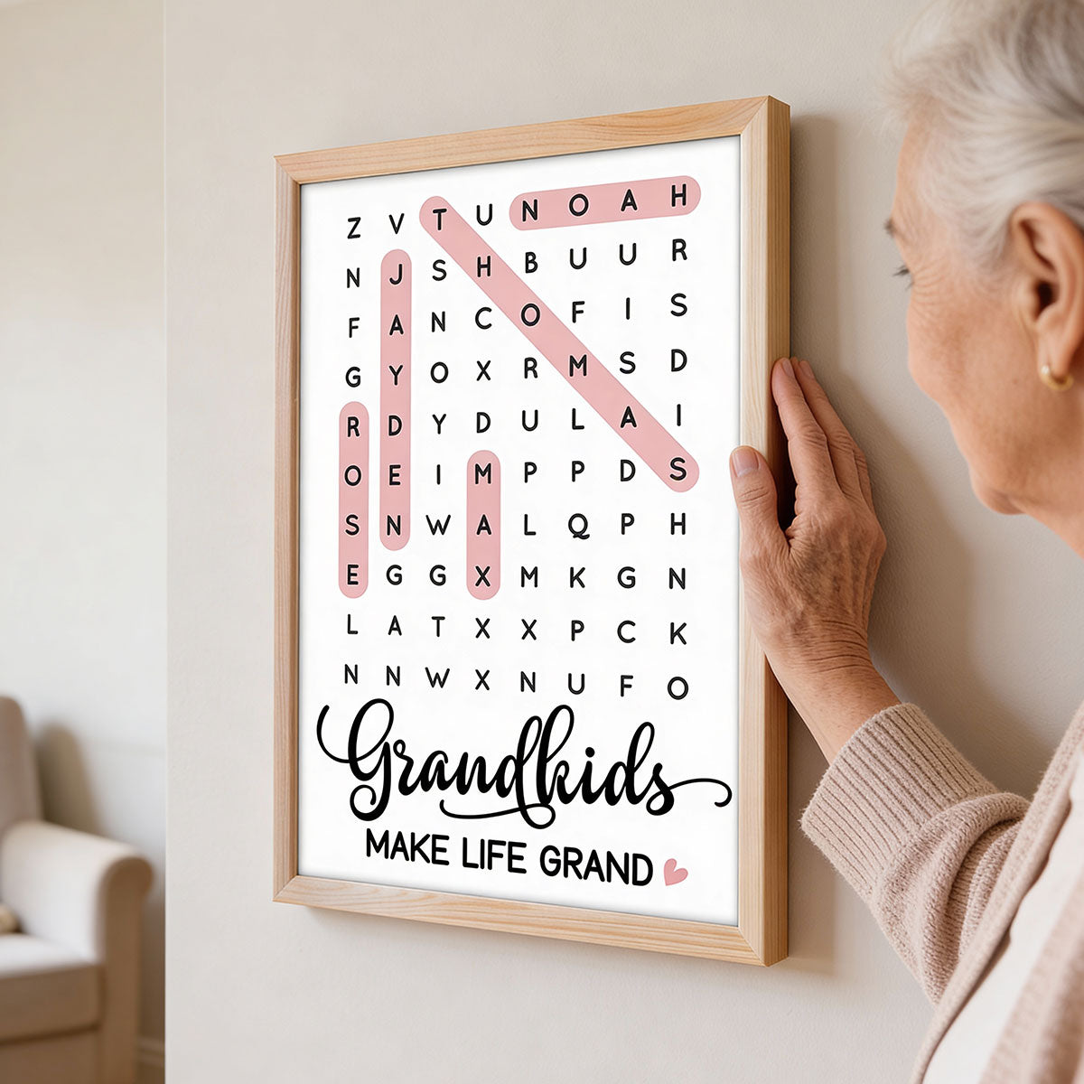 Grandkids Make Life Grand Word Search - Personalized Poster - Mother's Day Gift For Grandma