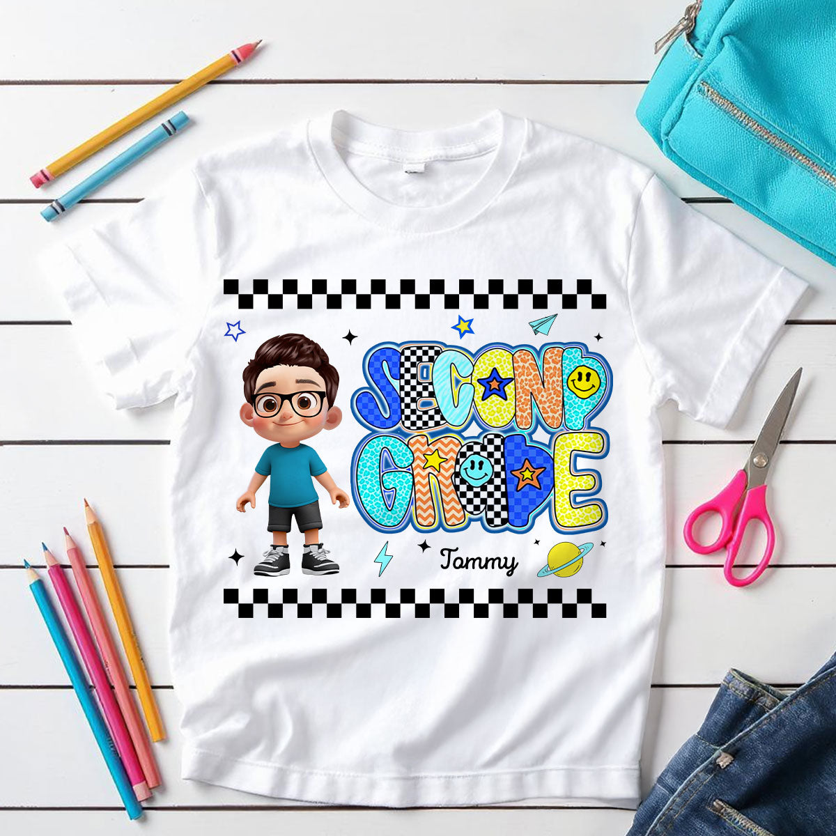 Preppy Back to School Shirt Pre-K to Fourth Grade for Kids, Boys, Girls, 1st Day of School