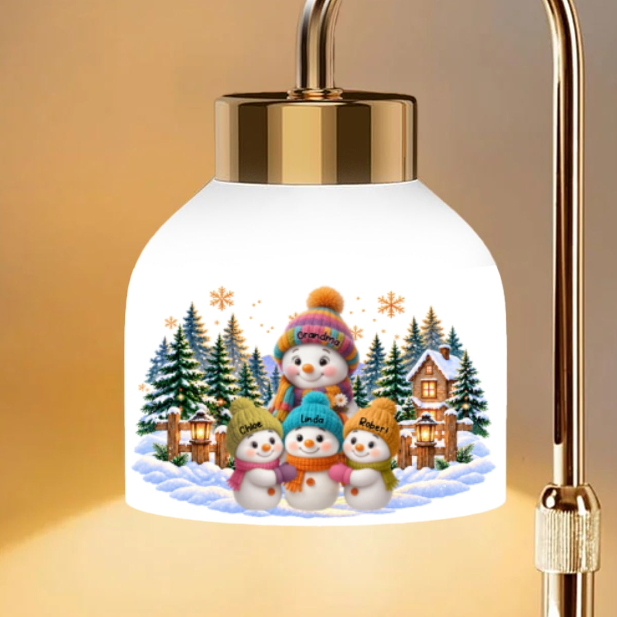 Grandma Grandkids Snowman - Personalized Candle Warmer Lamp - Christmas Home Decor Gift For Grandma