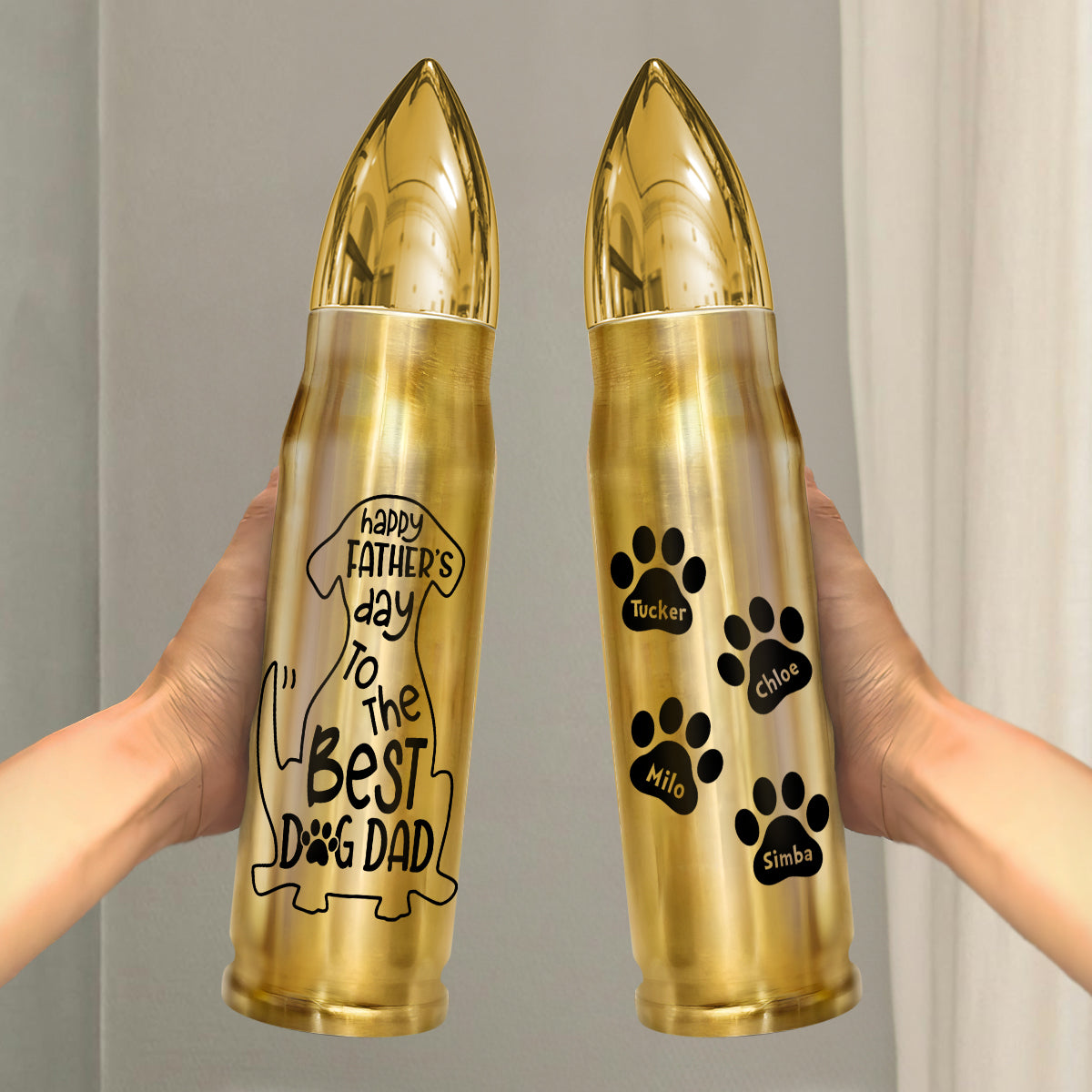 Happy Father‘s Day To The Best Dog Dad Personalized Bullet Tumbler