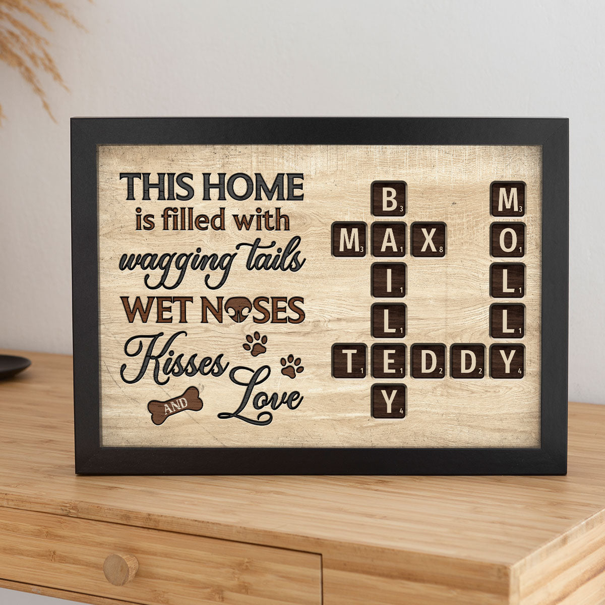 Pet Lover Home Decor Home With Paw Prints Crossword Puzzle Art - Personalized Poster