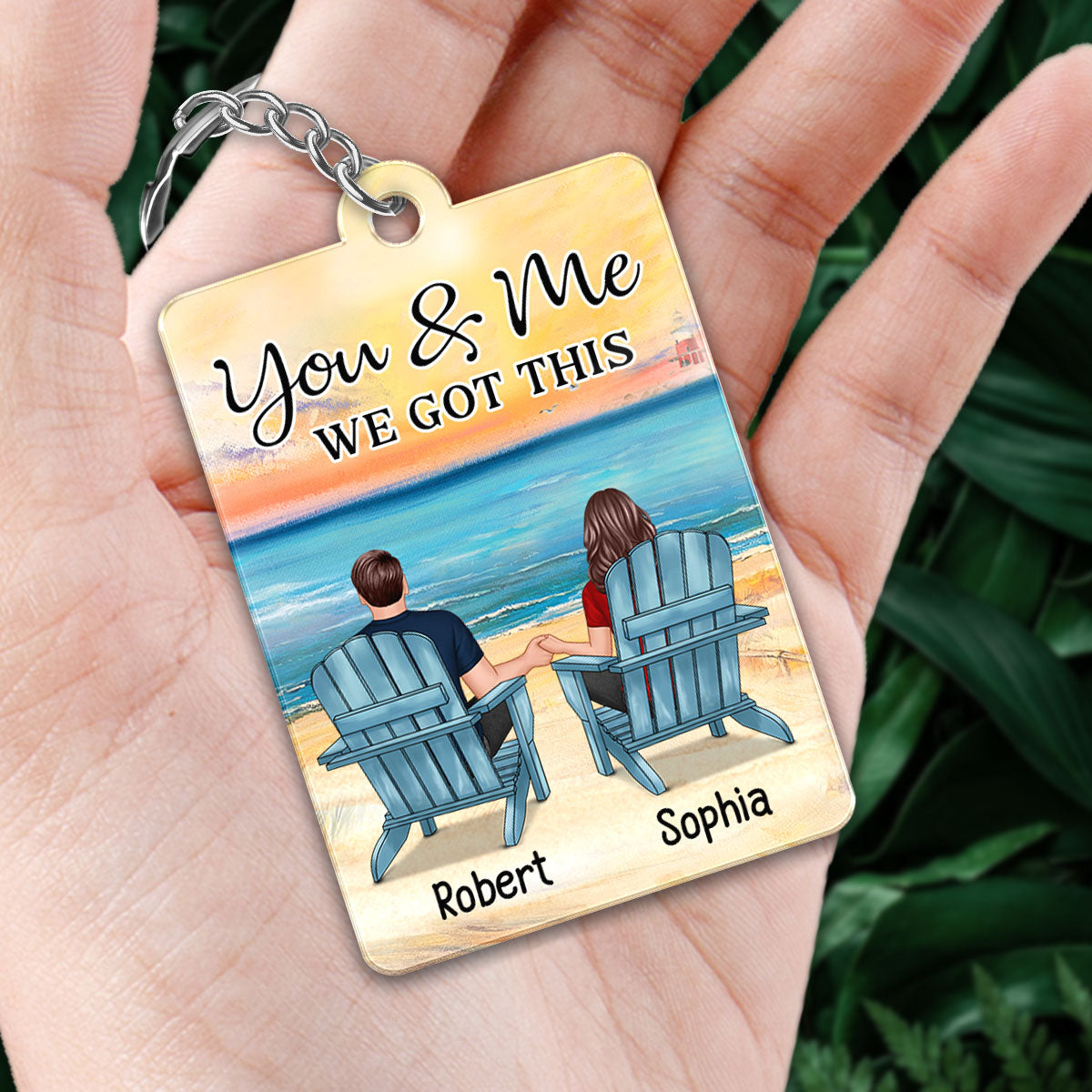 Couple Back View At Beach Favorite Song Scannable QR Code Personalized Acrylic Keychain