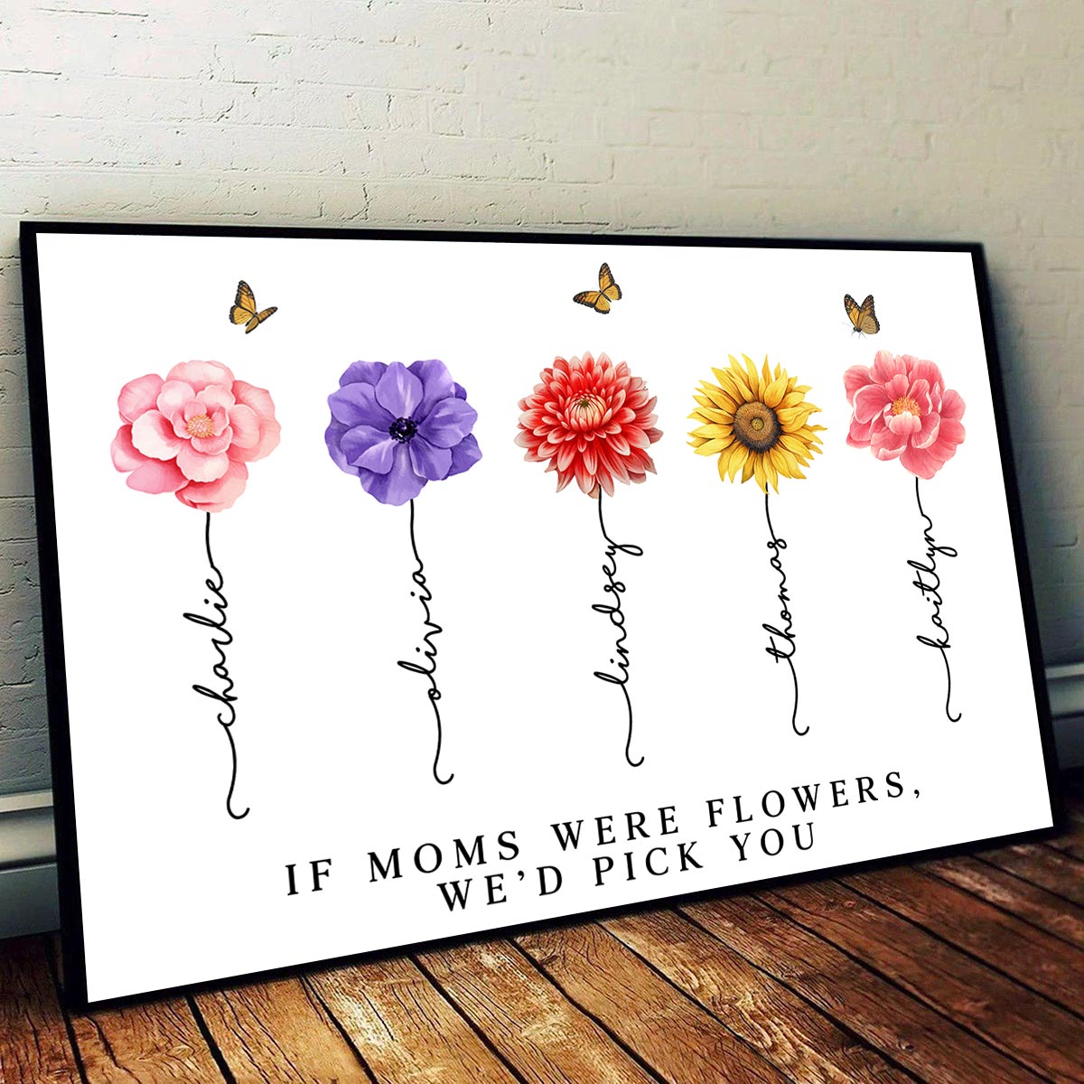 Watercolor Flowers If Mom Were Flowers Gift For Mom Personalized Horizontal Poster