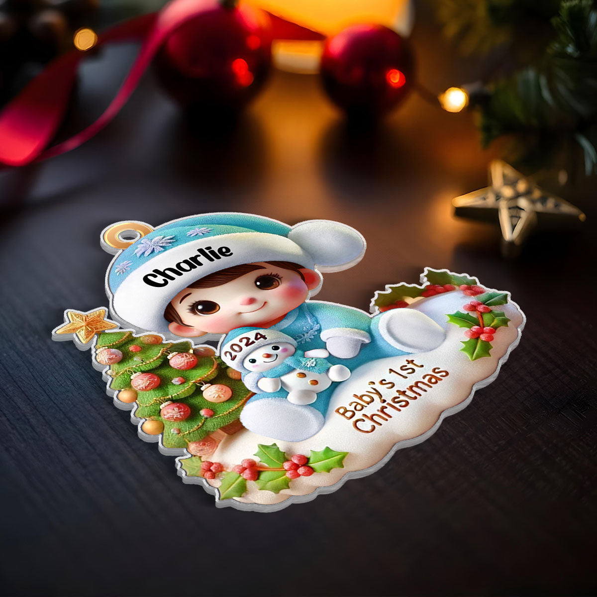 Precious Moments Baby’s First Christmas Dated 2025 Acrylic Ornament, Lovely Keepsake to Celebrate Baby's First Christmas, Christmas Decor For Newborns