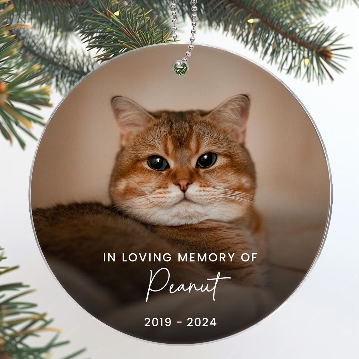 Custom Forever Loved Dog Cat Ornament, Dog Cat Remembrance Gift, Pet Memorial Christmas Decoration, Photo Keepsake