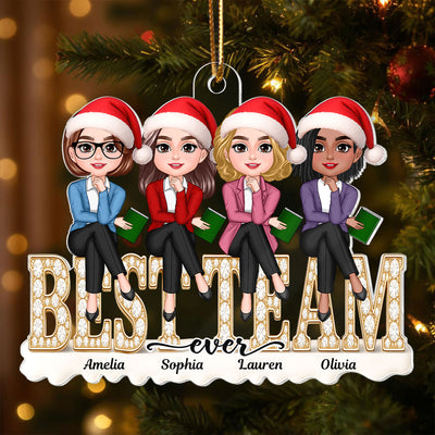 Teacher Best Team Ever 3D Shining Effect - Personalized Acrylic Ornament - Unique Christmas Gift For Coworkers