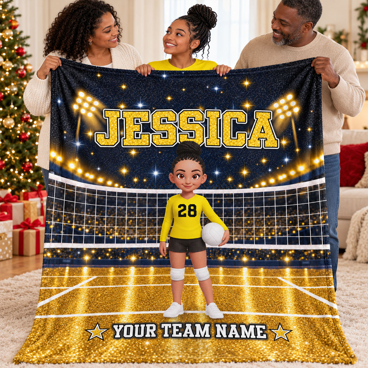 Volleyball Boy & Girl - Personalized Fleece Blanket - Christmas Gift For Daugter Granddaughter Son Grandson