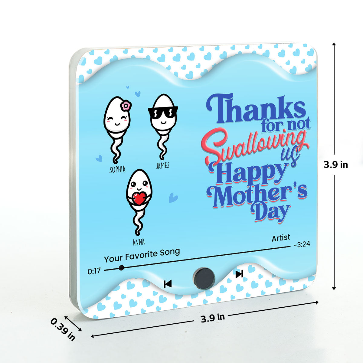 Thanks for not Swallowing Me Personalized Music Fridge Magnet, Funny Gift for Mom, Gift for her