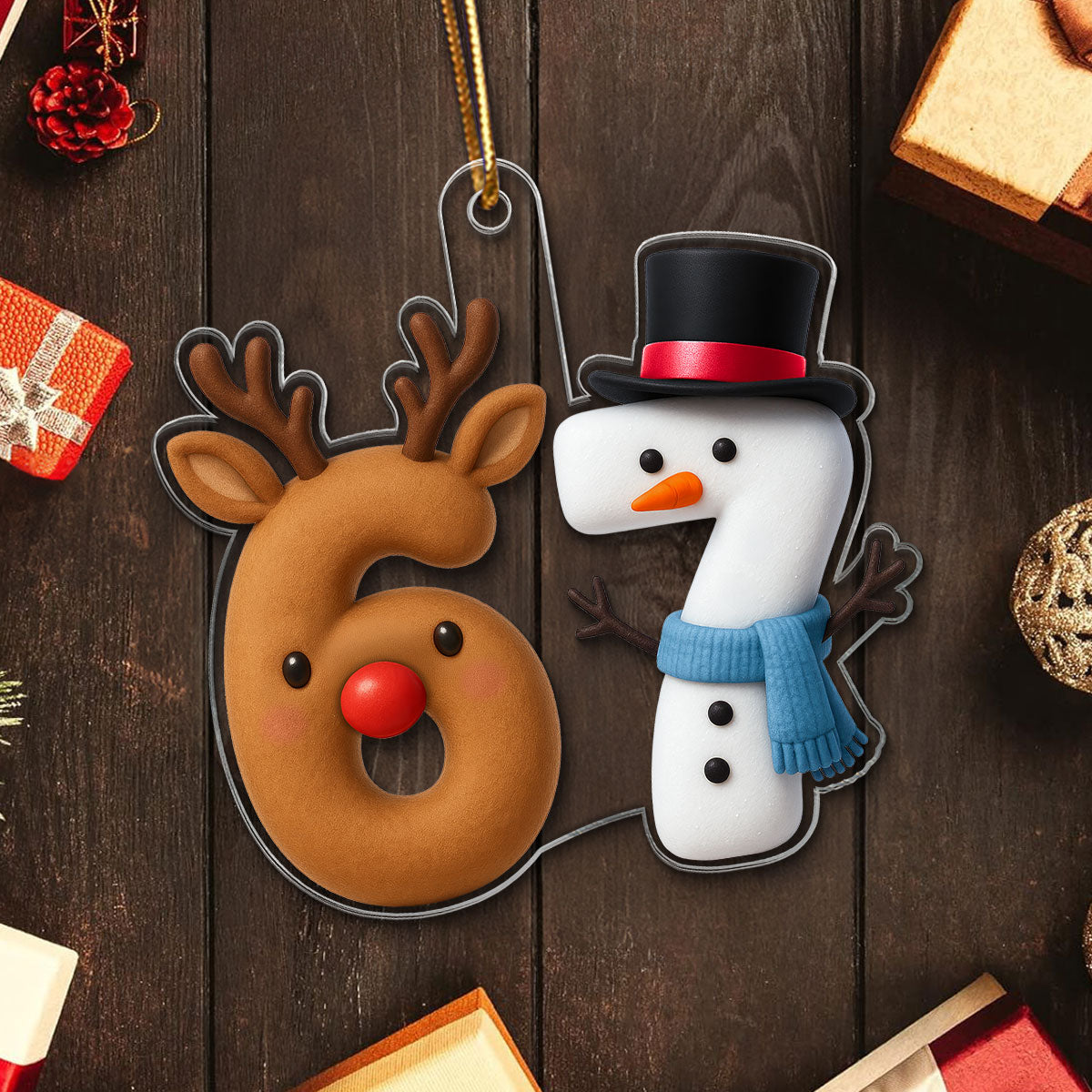 3D Effect 67 Six Seven 2025 Slang Christmas Various Designs - Personalized Acrylic Ornament - Funny Christmas Gift For Teen, Grandkid, Gen Alpha