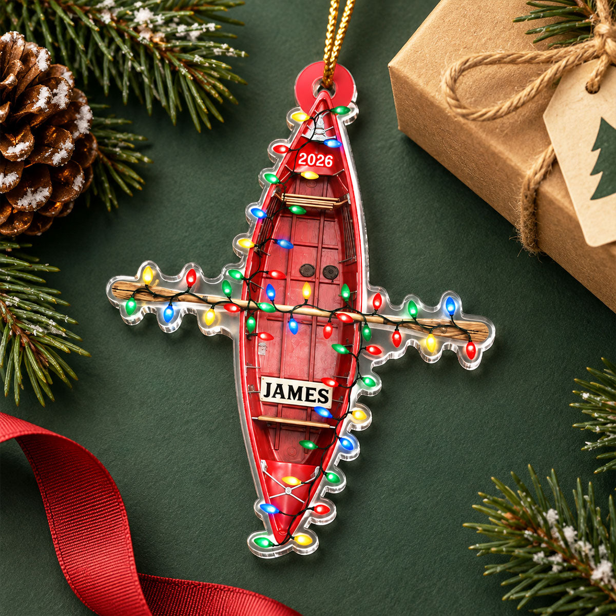 Custom Name Boat - Personalized Acrylic Ornament, Christmas Tree Hanging Decor, 2D Flat Ornament, Sailing Boat