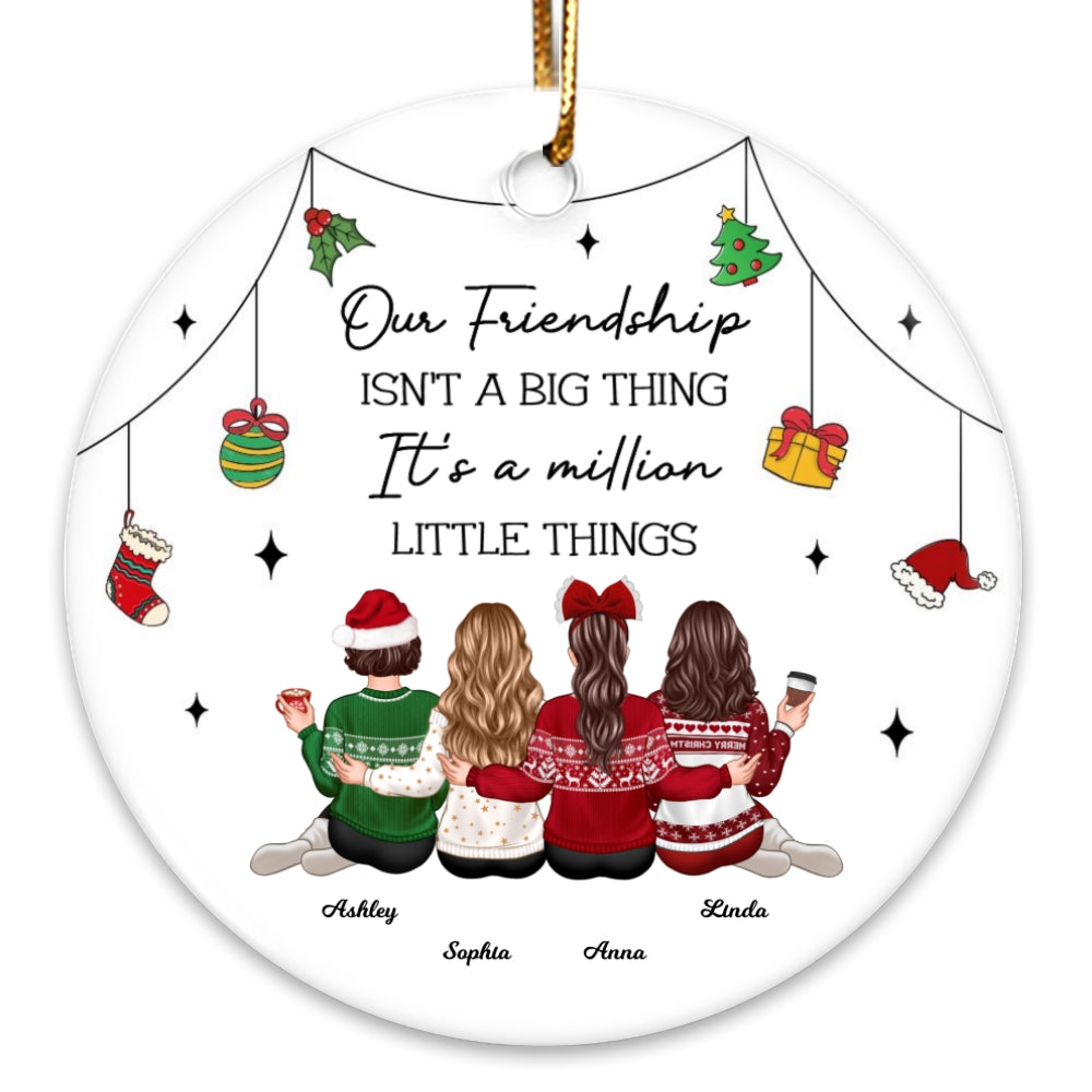 Friendship Million Little Things Personalized Circle Ceramic Ornament, Christmas Gift for Best Friends