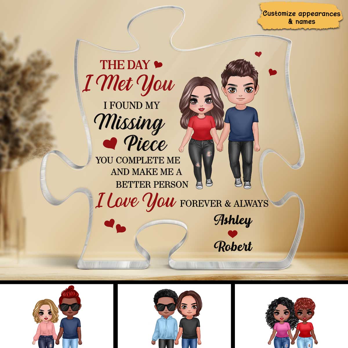 I Found My Missing Piece - Personalized Acrylic Block Plaque - Anniversary Gift For Him, Gift For Her