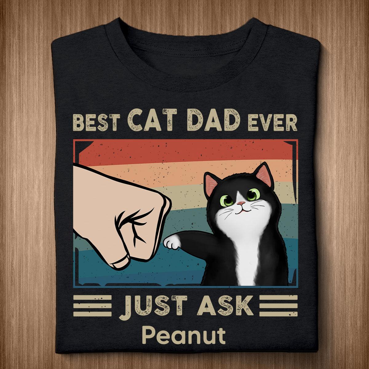 Best Cat Dad Ever Just Ask Fluffy Cats Retro Personalized Shirt