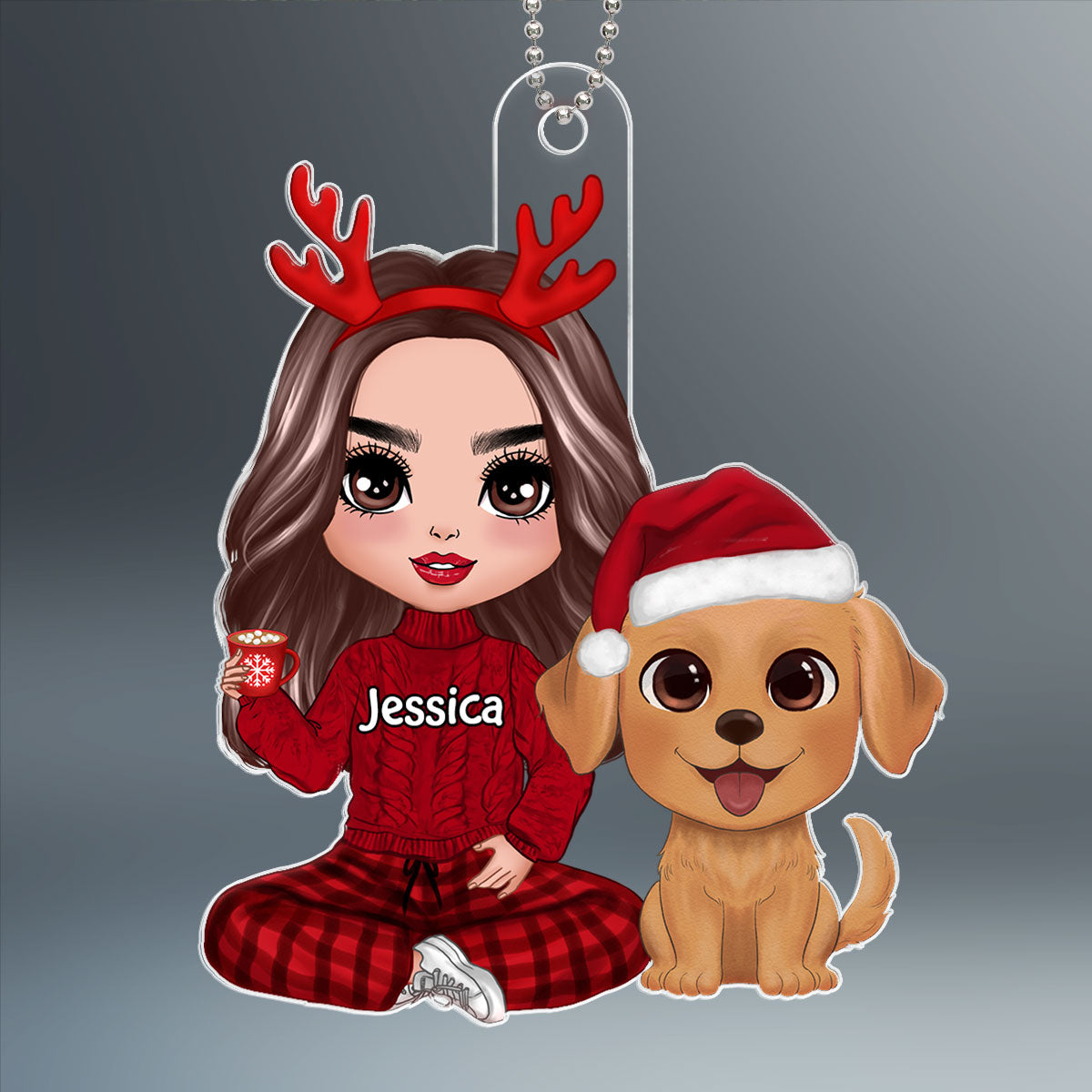Christmas Doll Dog Mom Dog Dad Watercolor Cute Dogs Personalized Acrylic Ornament