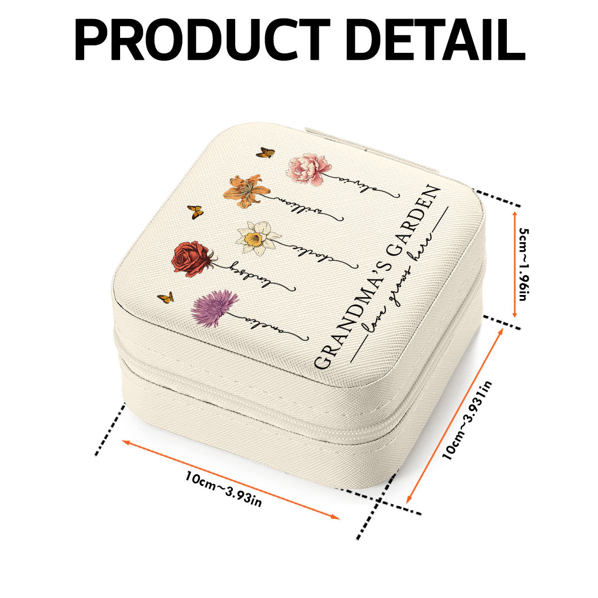 Grandma's Garden Love Grows Here Beautiful Birth Month Flower Personalized Jewelry Box, Gift For Grandma, Mom