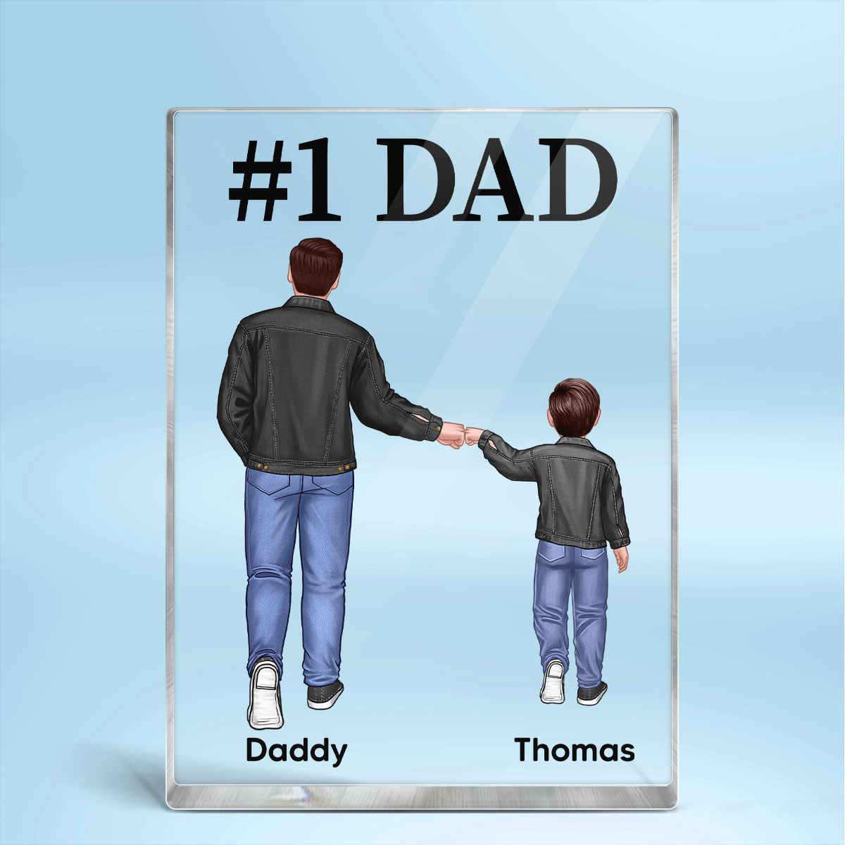 Dad Grandpa Kids Punch Hand Personalized Vertical Rectangle Acrylic Block Plaque
