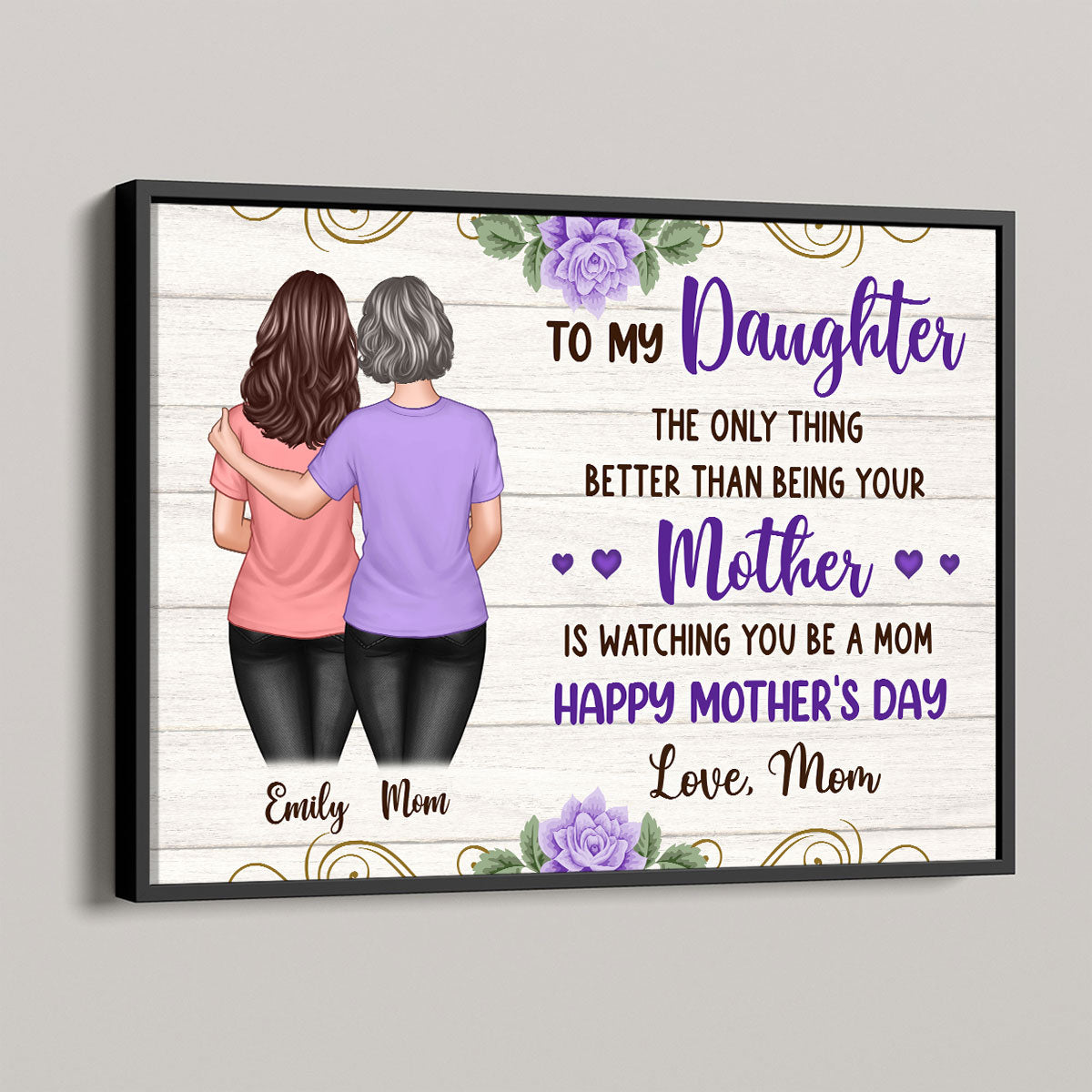 Purple Flowers To My Daughter From Mom Happy Mother's Day Personalized Poster, Gift For Daughter