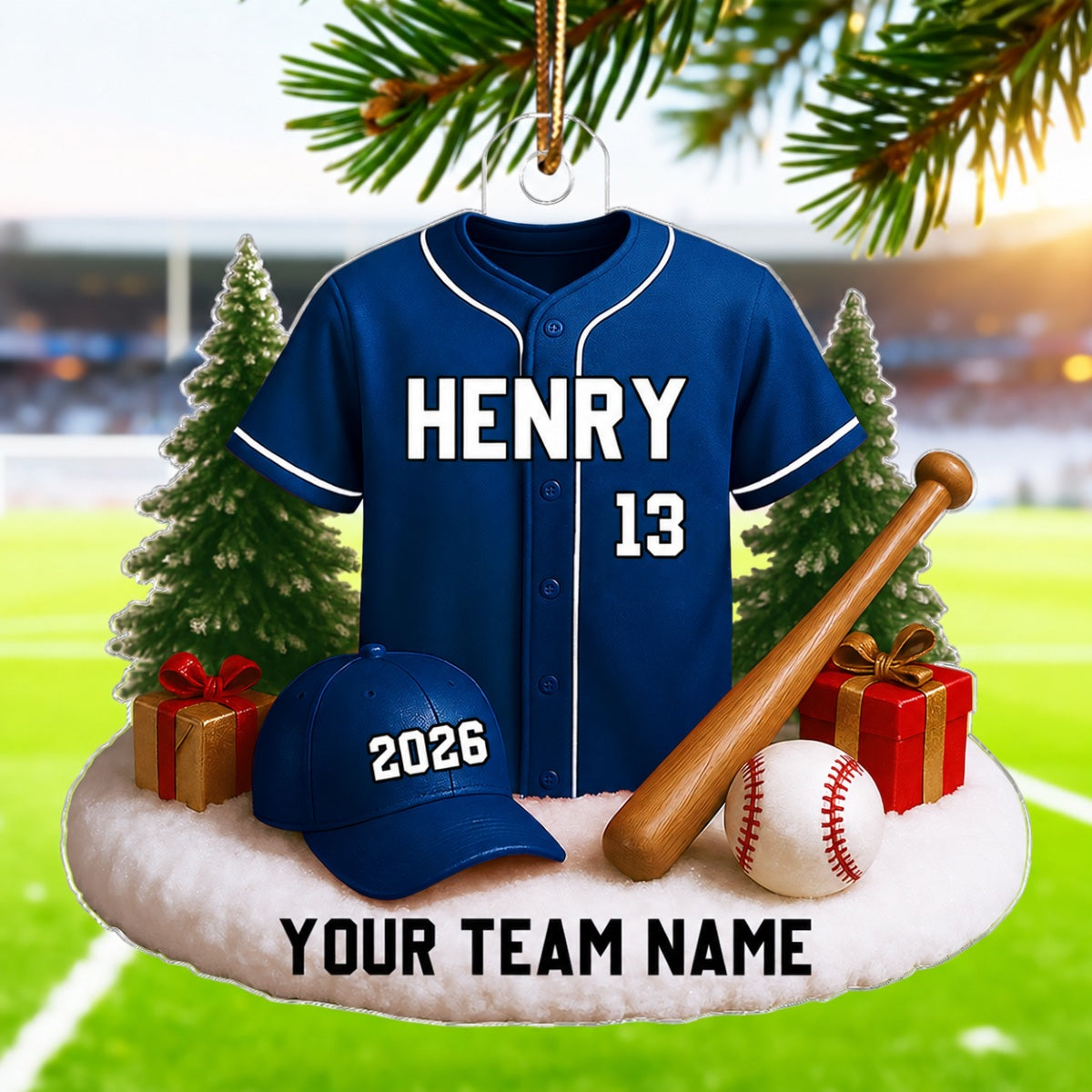 3D Effect Baseball Player Uniform - Personalized Acrylic Ornament - Gift For Baseball Players, Baseball Team