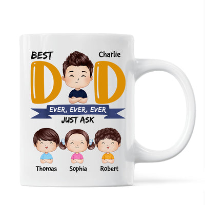 Watercolor Style Dad And Kids Best Dad Ever Just Ask Father‘s Day Gift For Dad Personalized Mug