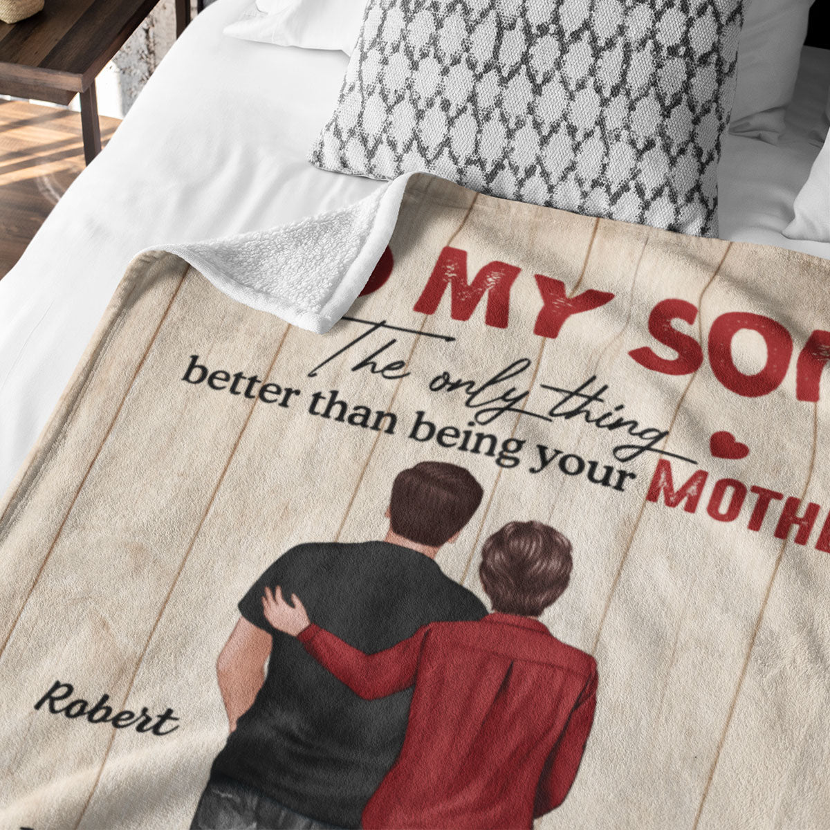 To My Son From Mom Happy Father‘s Day Back View Personalized Fleece Blanket