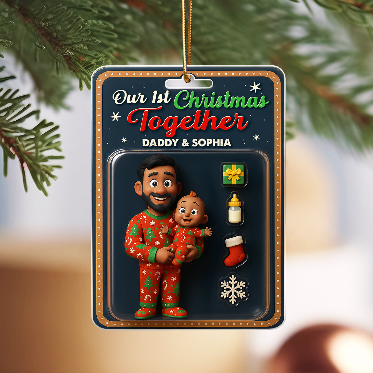 Our 1st Christmas Together Daddy & Baby Personalized Acrylic Ornament, 2025 Thoughtful Christmas Gift for New Dad