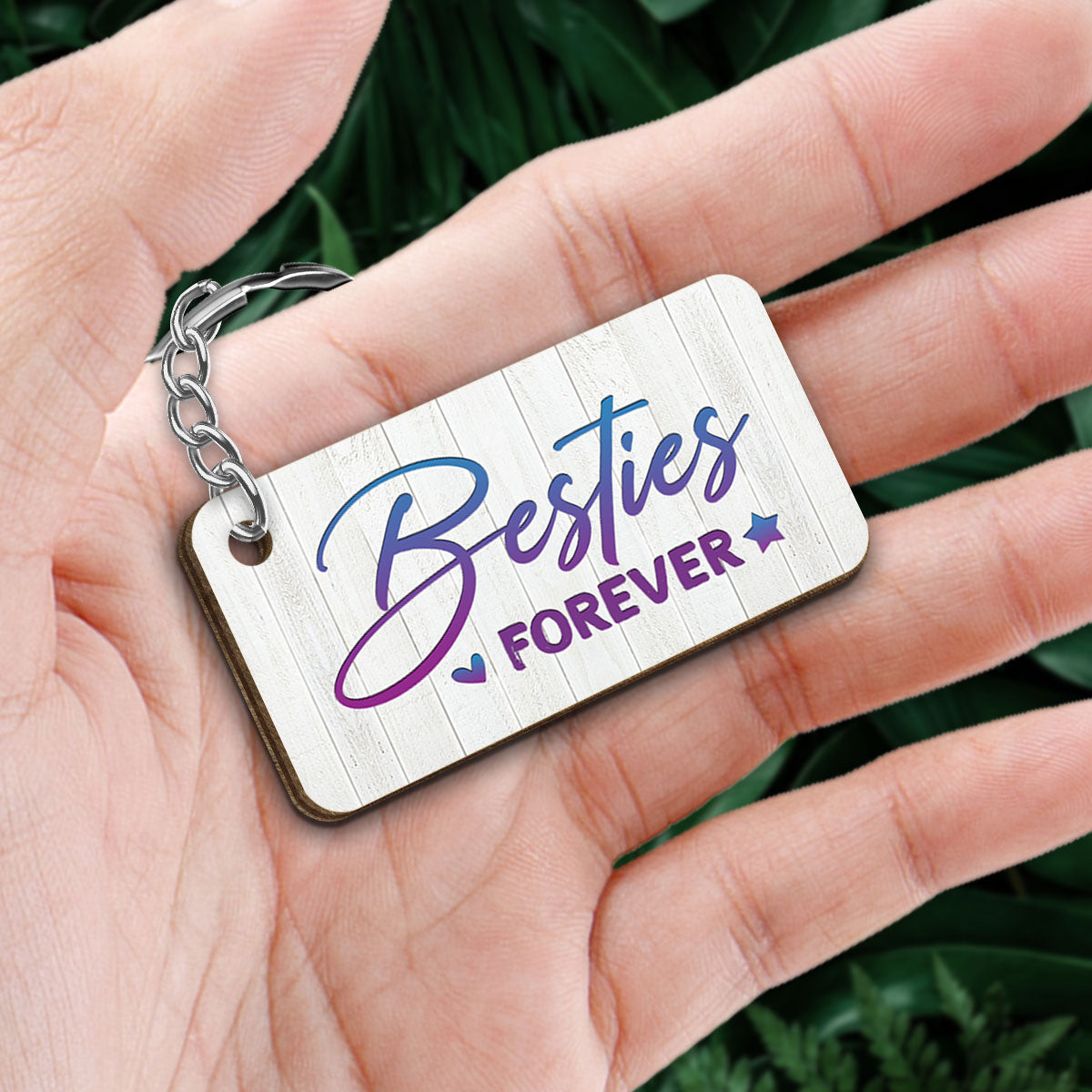 Pretty Doll Sitting Best Friends Sisters Personalized Wooden Keychain