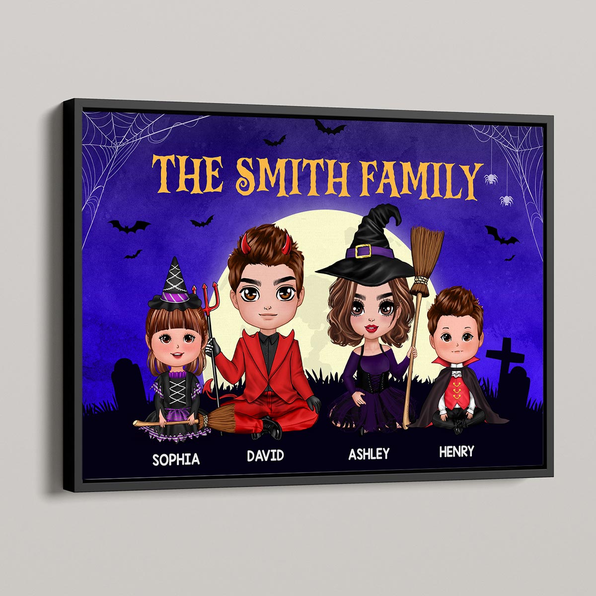 Halloween Family Sitting Personalized Poster, Halloween Decoration