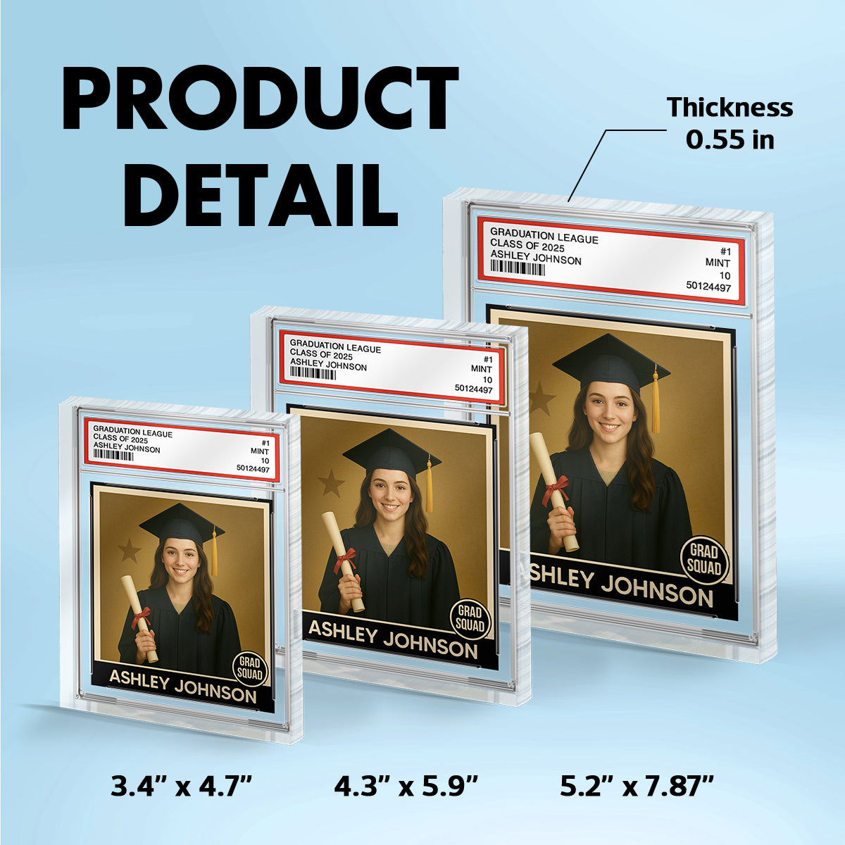 Graduation Gift Graduate Trading Card Style Personalized Acrylic Block Plaque, Unique Keepsake, Graduation Gift