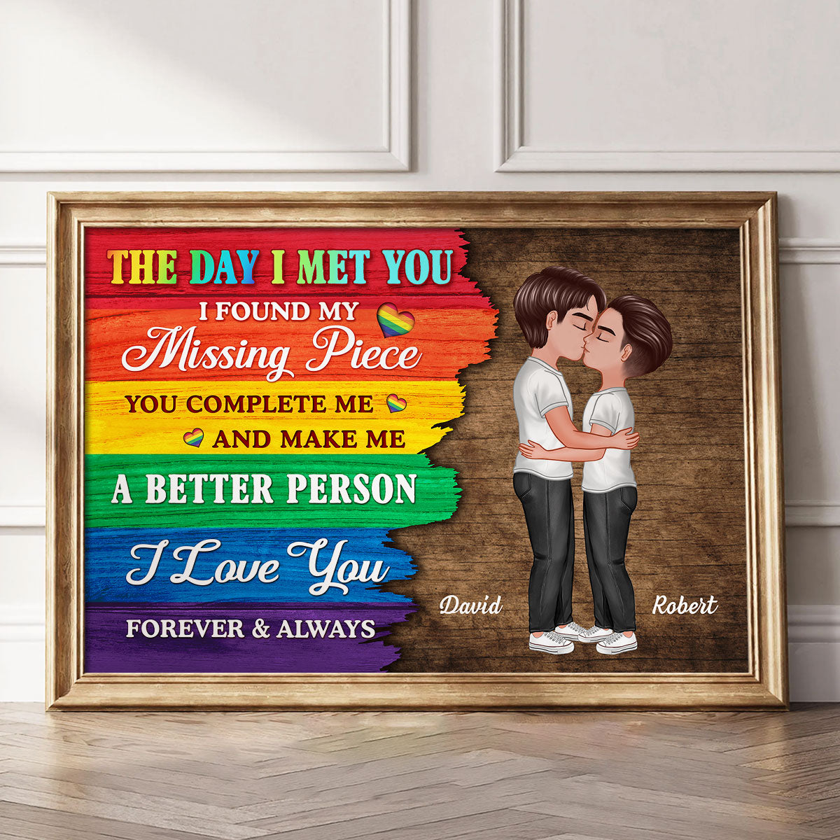 Half LGBT Flag Couple The Day I Met You Pride Month Personalized Poster, Gift For Couple