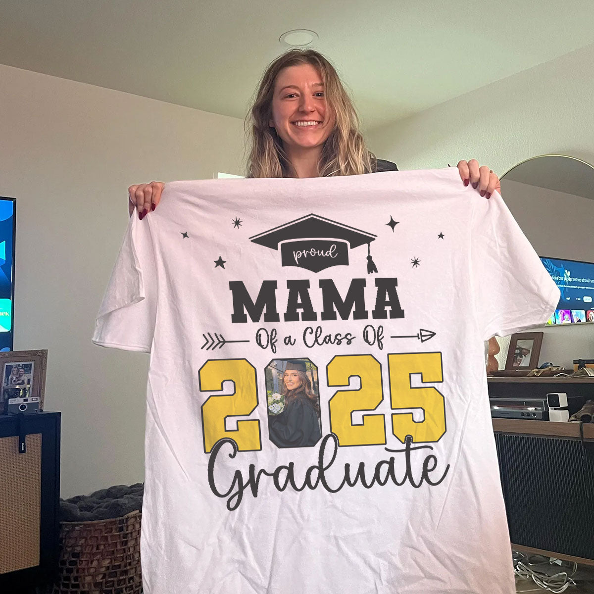 Proud Family Of 2025 Senior Graduation Photo Personalized Shirt