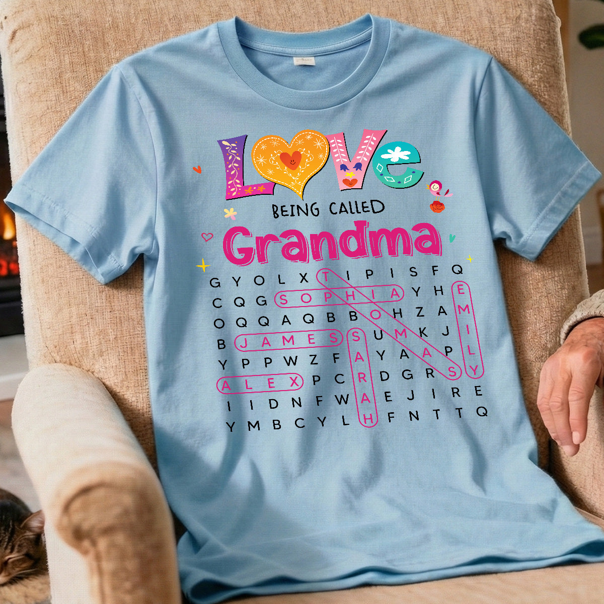 Love Being Called Grandma Colorful Word Search Puzzle - Personalized Shirt - Mother's Day Gift For Grandma Mom