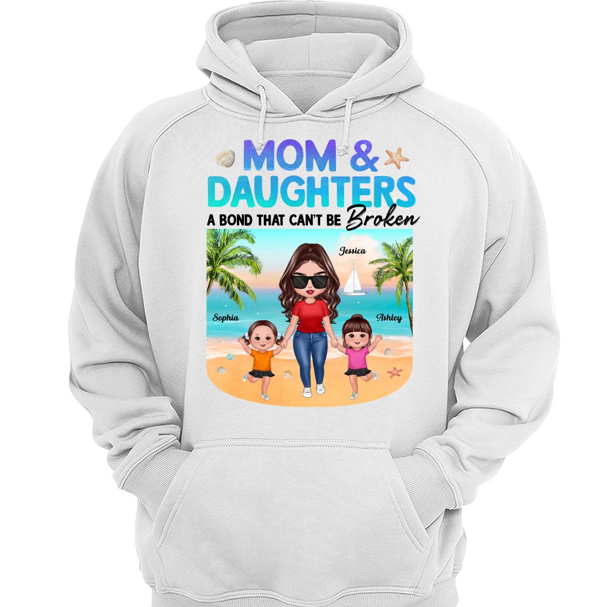 Mom Daugher A Bond That Can‘t Be Broken Mother Holding Daughter Hand Gradient Glitter Personalized Shirt