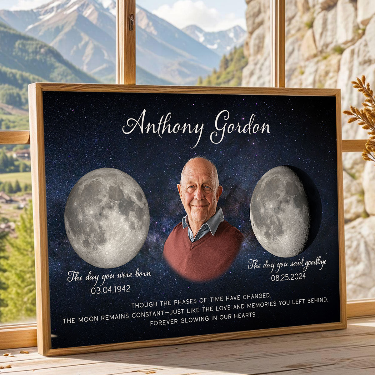Memorial Keepsake Lost Loved One Custom Photo Moon Phase Art Sympathy Gift Personalized Poster