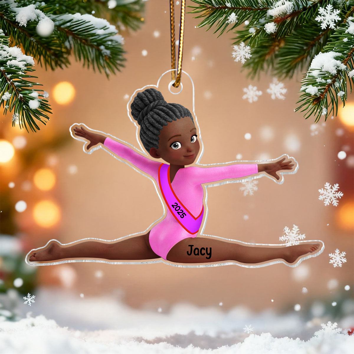 3D Effect Gymnastic Girl Front Split Pose - Personalized Acrylic Ornament - Gymnast Gift For Daughter, Granddaughter