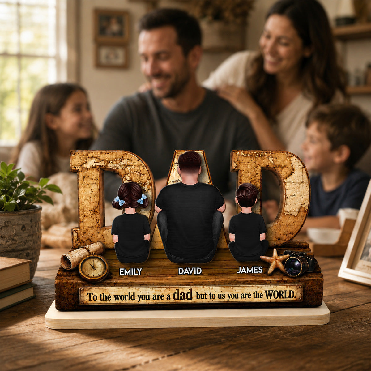 World Best Dad 2D Flat - Personalized Wooden Plaque - Father's Day Gift for Dad, Husband