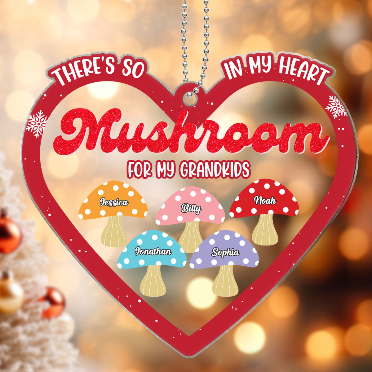Grandkids There Is So Mushroom In My Heart For You Personalized Acrylic Ornament