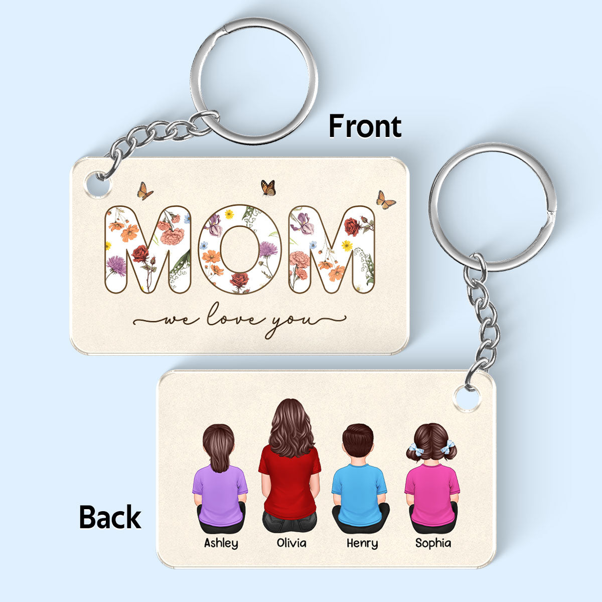 Mom We Love You Personalized Acrylic Keychain, Gift For Mom