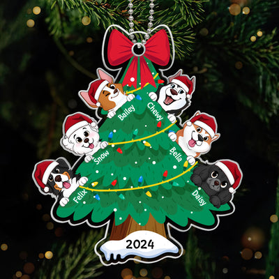Happy Christmas Dogs Personalized Acrylic Ornament, Gift For Dog Lovers