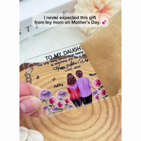 To My Daughter From Mom Happy Mother's Day Birth Flower Personalized Acrylic Keychain, Gift For Daughter