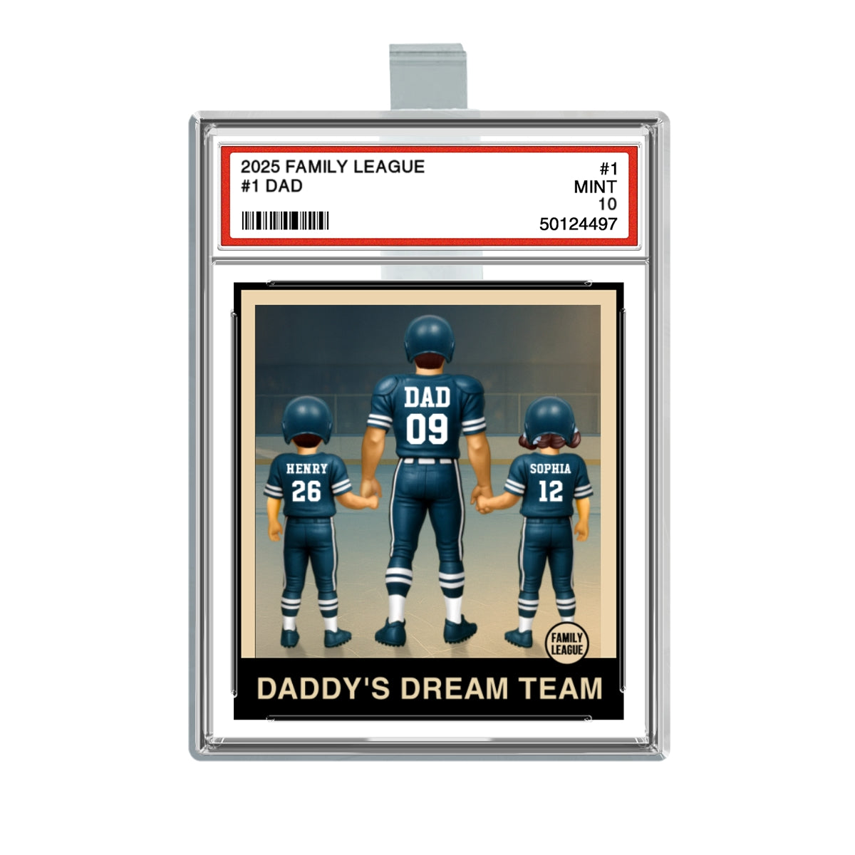 Football No. 1 Dad Man & Kids Trading Card Style Personalized Acrylic Car Visor Clip