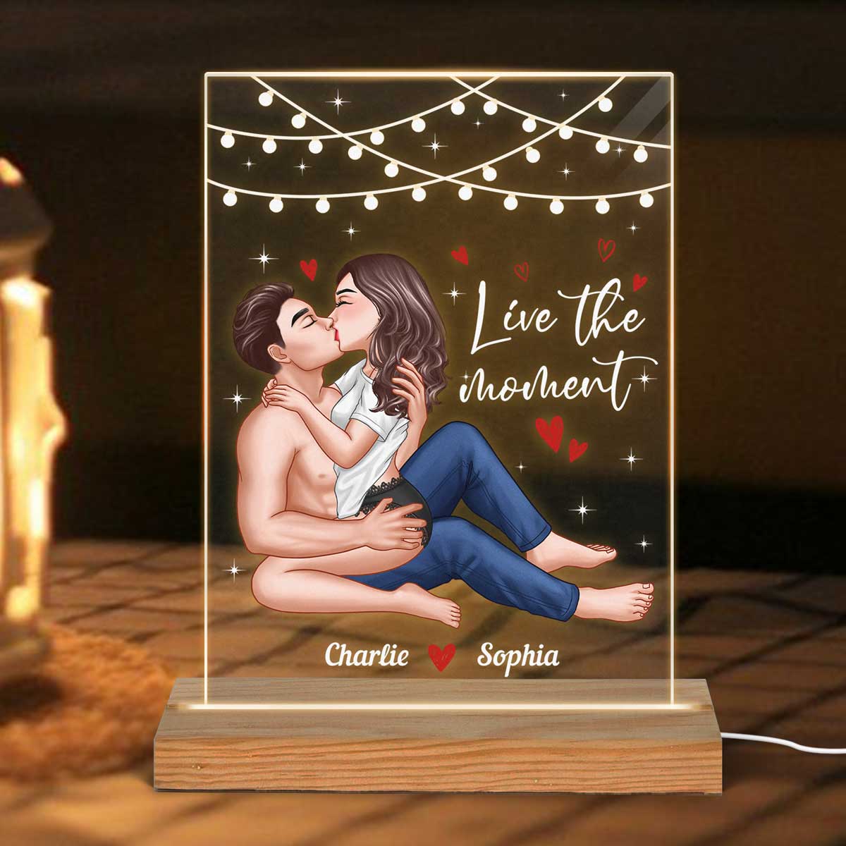 Sexy Couple Kissing Gift For Couples Personalized Acrylic LED Night Light